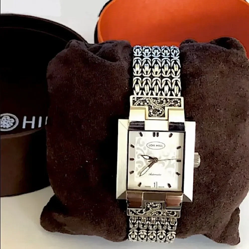 LOIS HILL Unisex Automatic Sterling Silver Bracelet Automatic Watch NWOT RARE